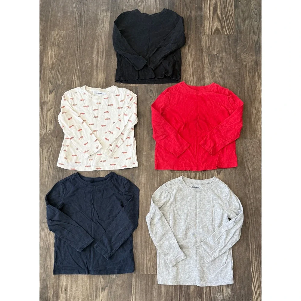 Lot of 5 Boys toddler 5t old navy long sleeve shirt bts back to school